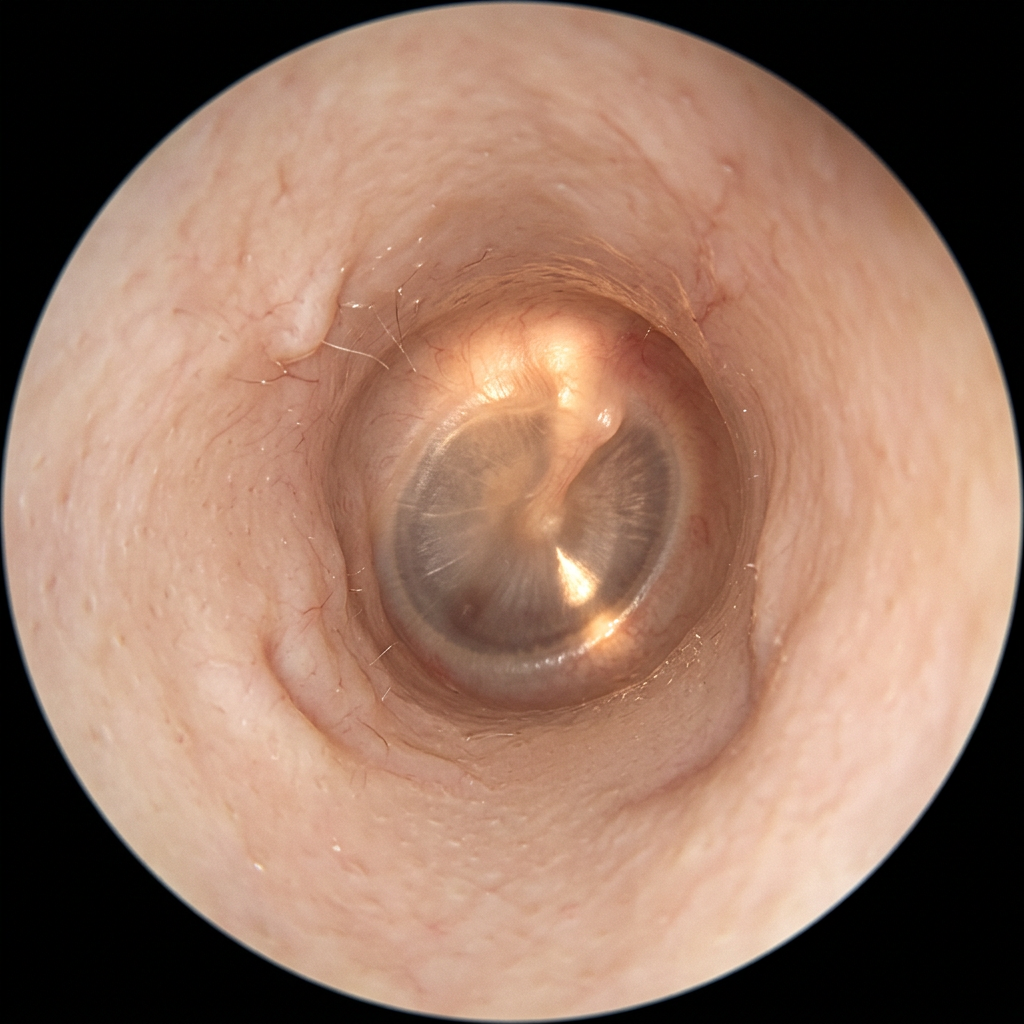 The same ear canal completely clear of wax after treatment